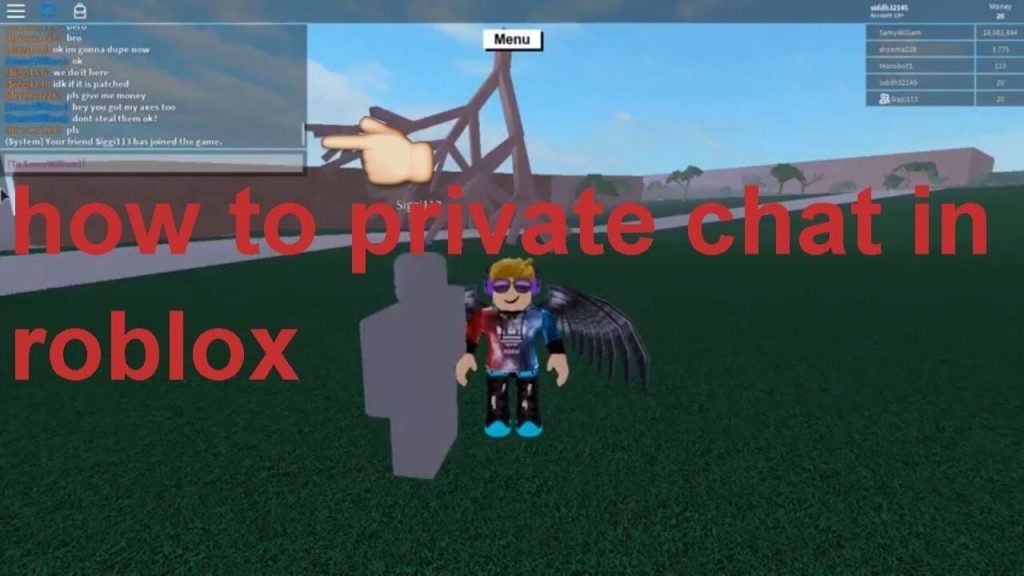 Talking in private chat on roblox